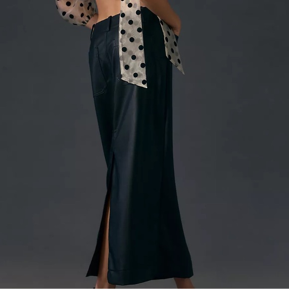 Anthropologie The Colette Maxi Skirt by Maeve: Faux-Leather Edition in Black XL - Picture 4 of 6